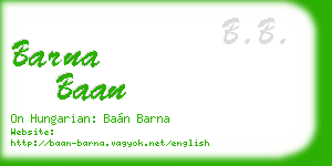 barna baan business card